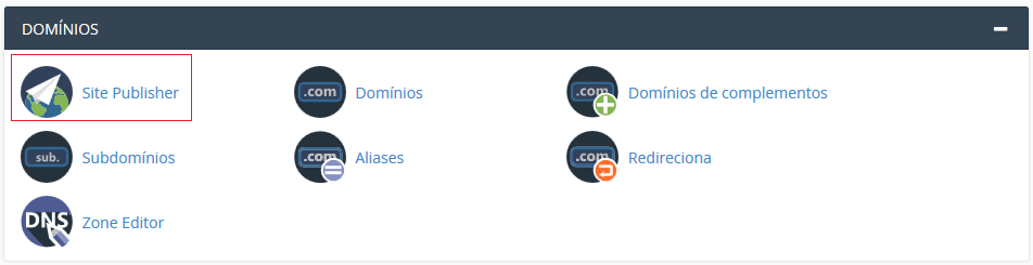 Na aba Domínios.